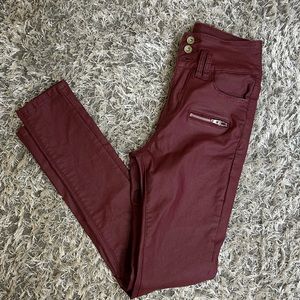Top Trends Basic Collection Women Pants  Burgandy Faux Leather Size 34 Skinny